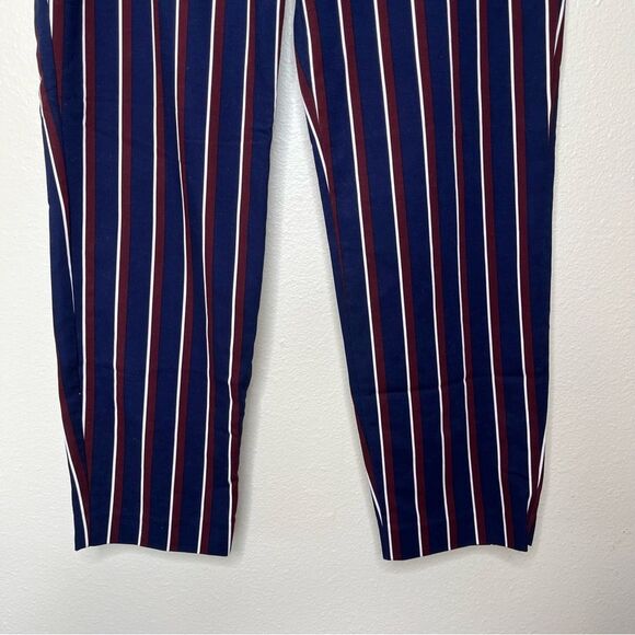 Old Navy Harper Stovepipe Navy Burgundy Stripe Mid Rise Cropped Pants Women 8 - Picture 7 of 14